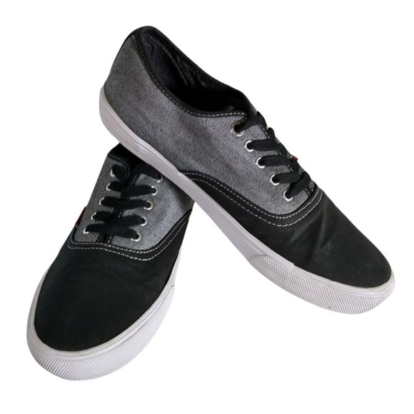 Levi's Monterey Sneakers Men's Size 10.5 Black Gray Canvas Denim Lifestyle - Picture 1 of 13
